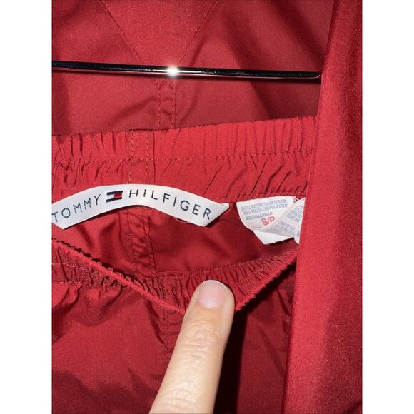 2003 Vintage Tommy Hilfiger Women’s Track Suit Sz M Maroon & Navy Stripe - Picture 5 of 15